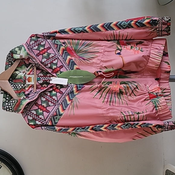 ANTHRO Farm Rio Love Birds Windbreaker - Picture 3 of 12